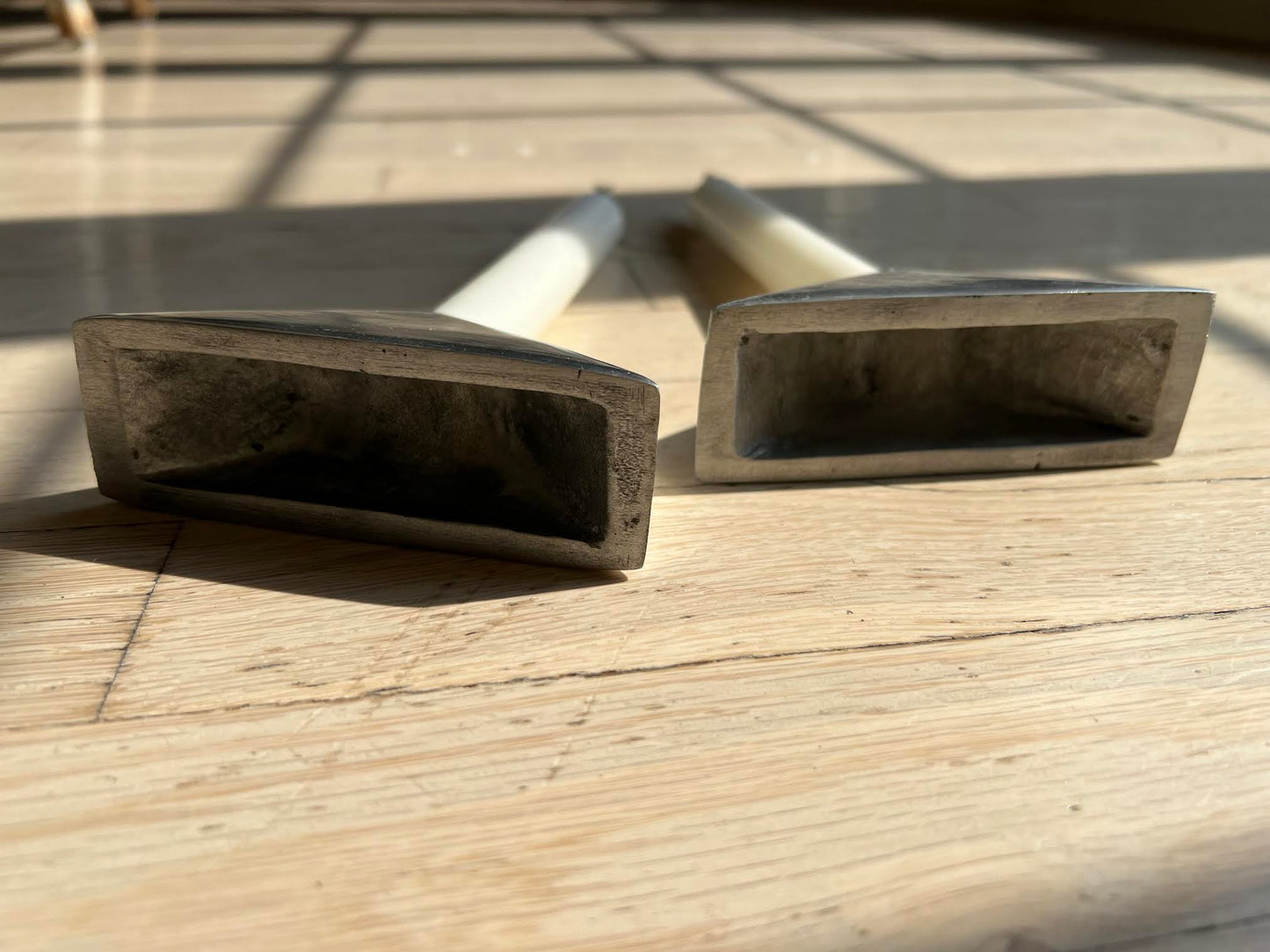Vintage 1960's Danish Silver Pewter Geometric Candlestick Holders