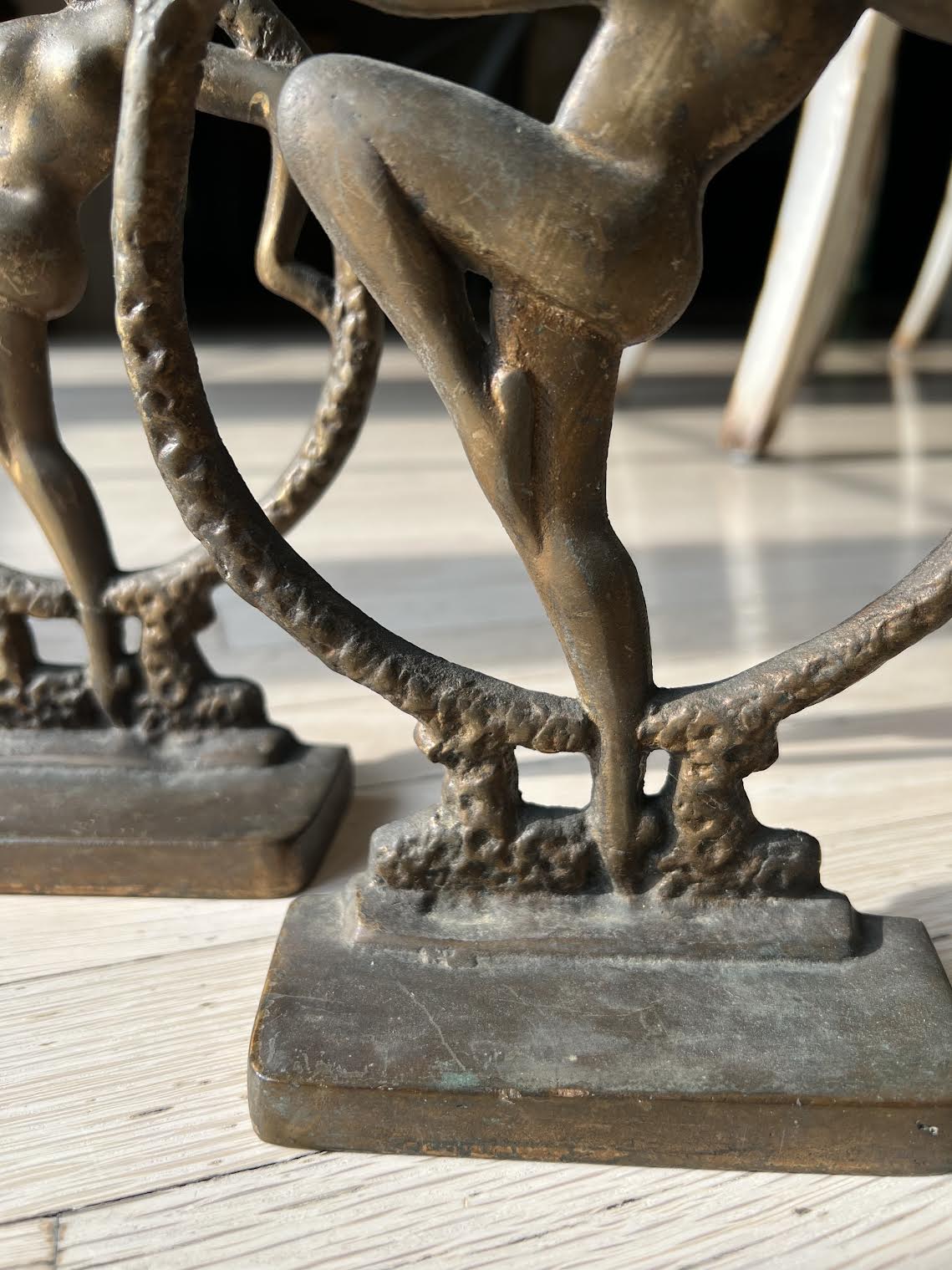Vintage 1920's Art Deco Brass Sculptural Bookends with Female Figure