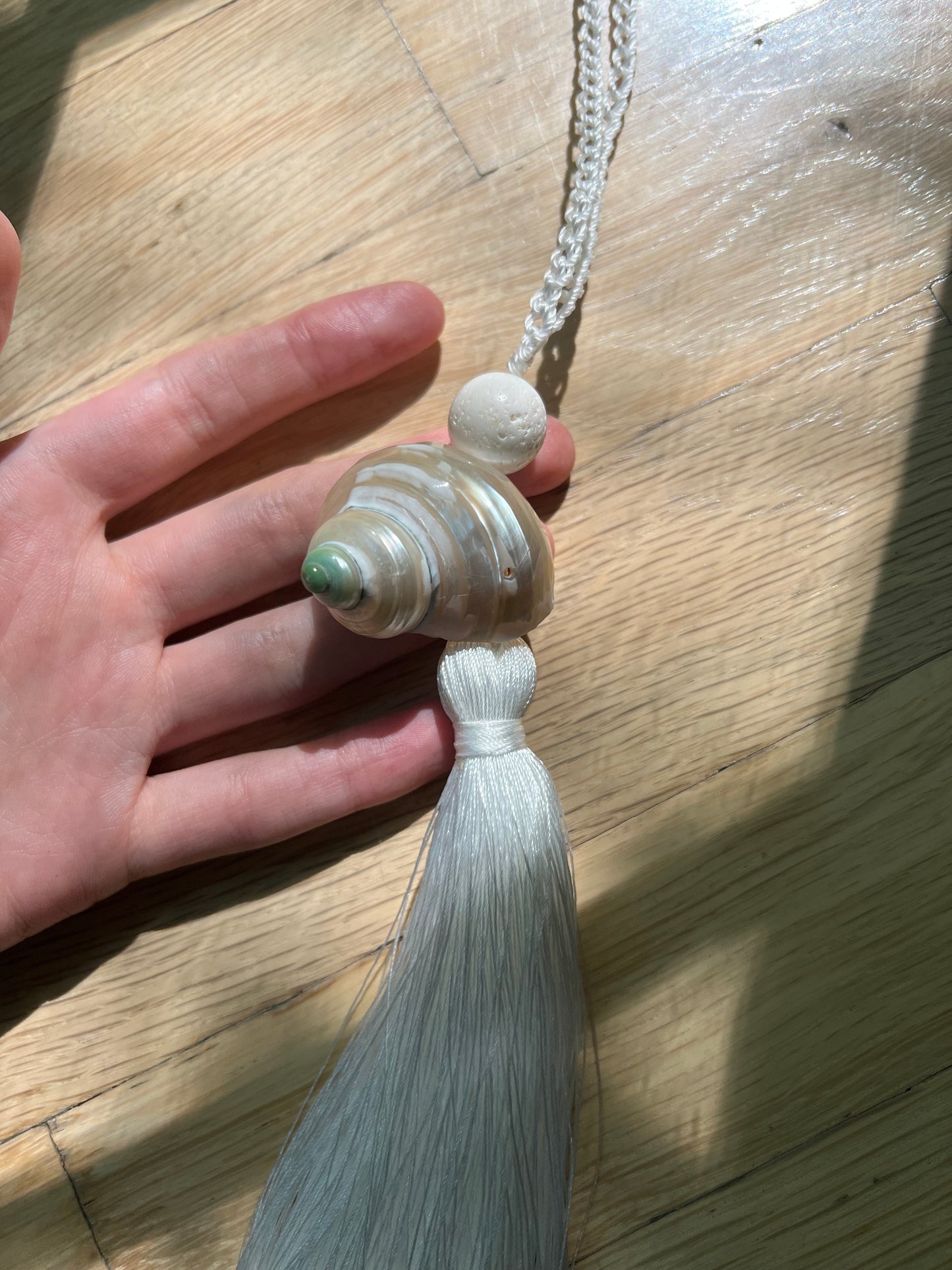 Handmade Seasell Tassel White Necklace Art Deco Style