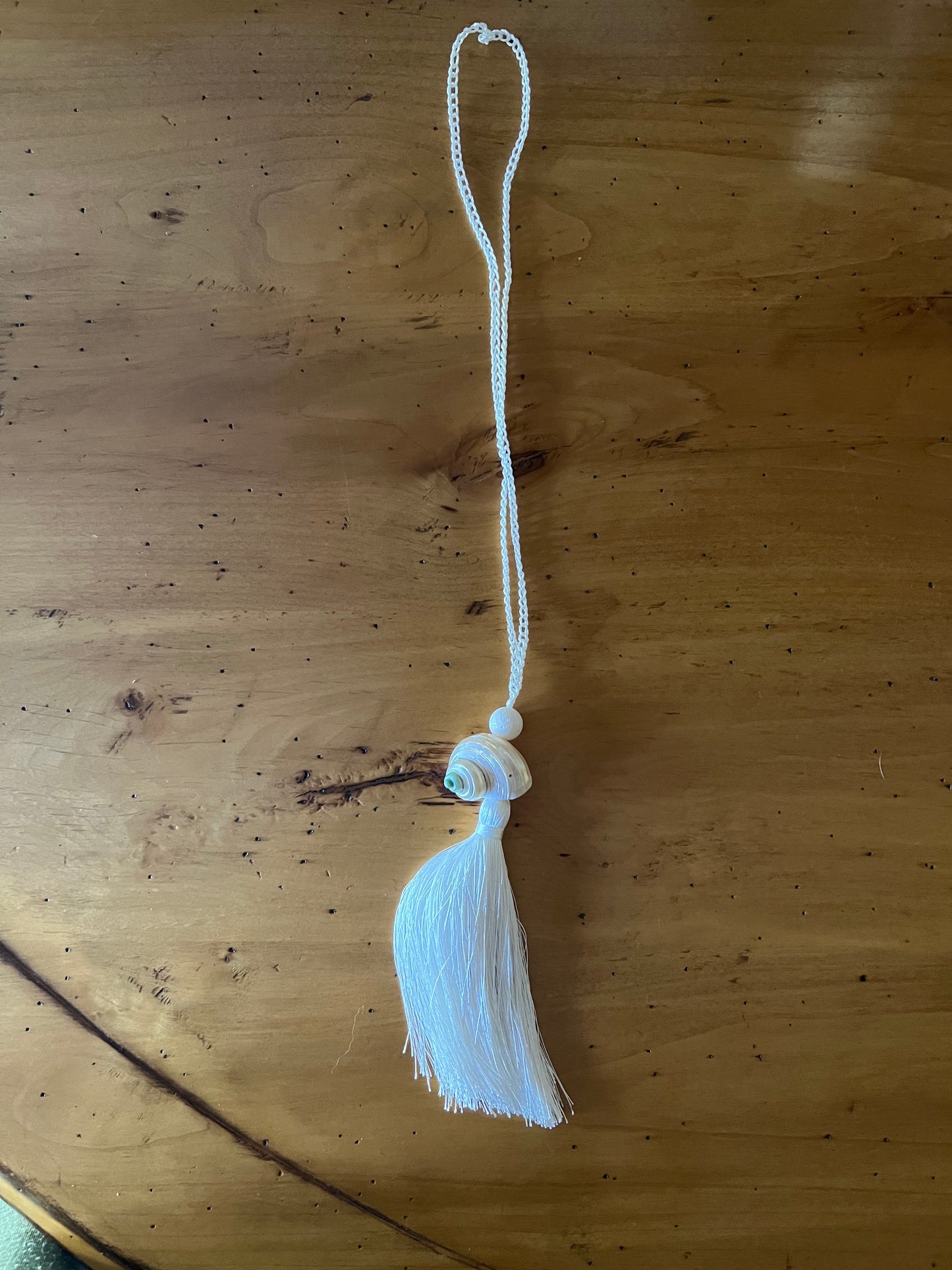 Handmade Seasell Tassel White Necklace Art Deco Style