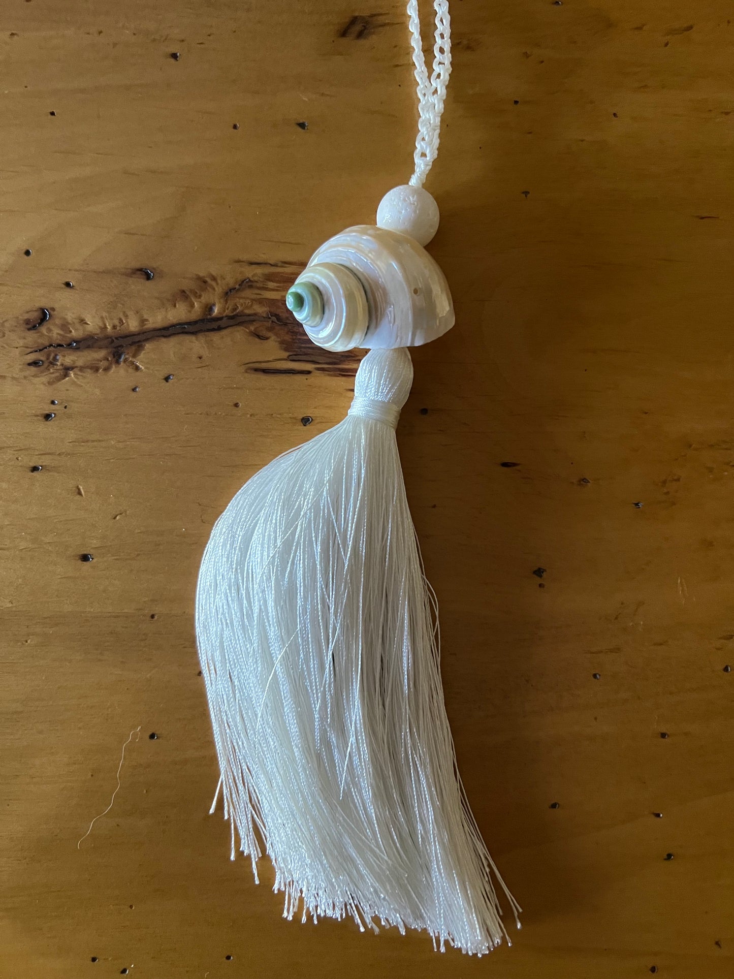 Handmade Seasell Tassel White Necklace Art Deco Style