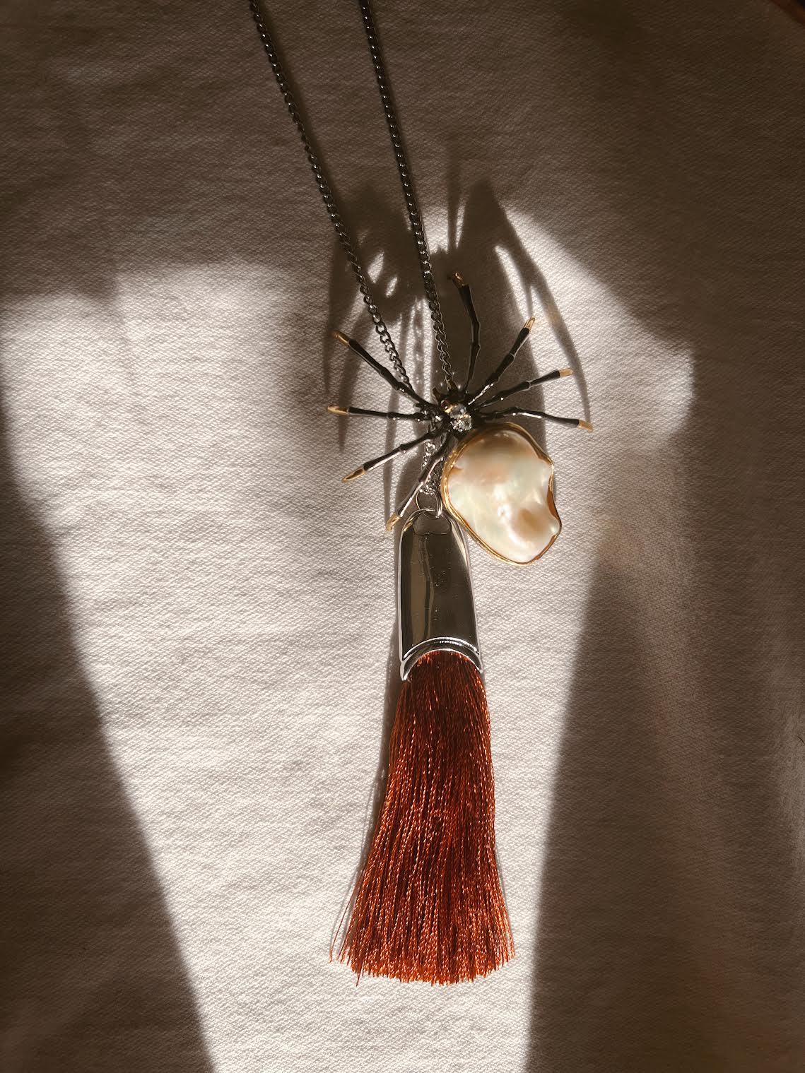 Handmade Baroque Pearl Spider Pendant For Necklace Sterling Silver