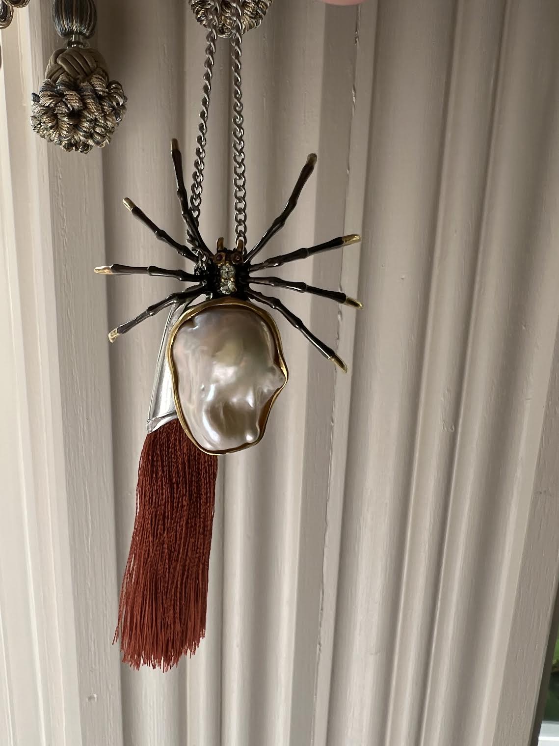 Handmade Baroque Pearl Spider Pendant For Necklace Sterling Silver