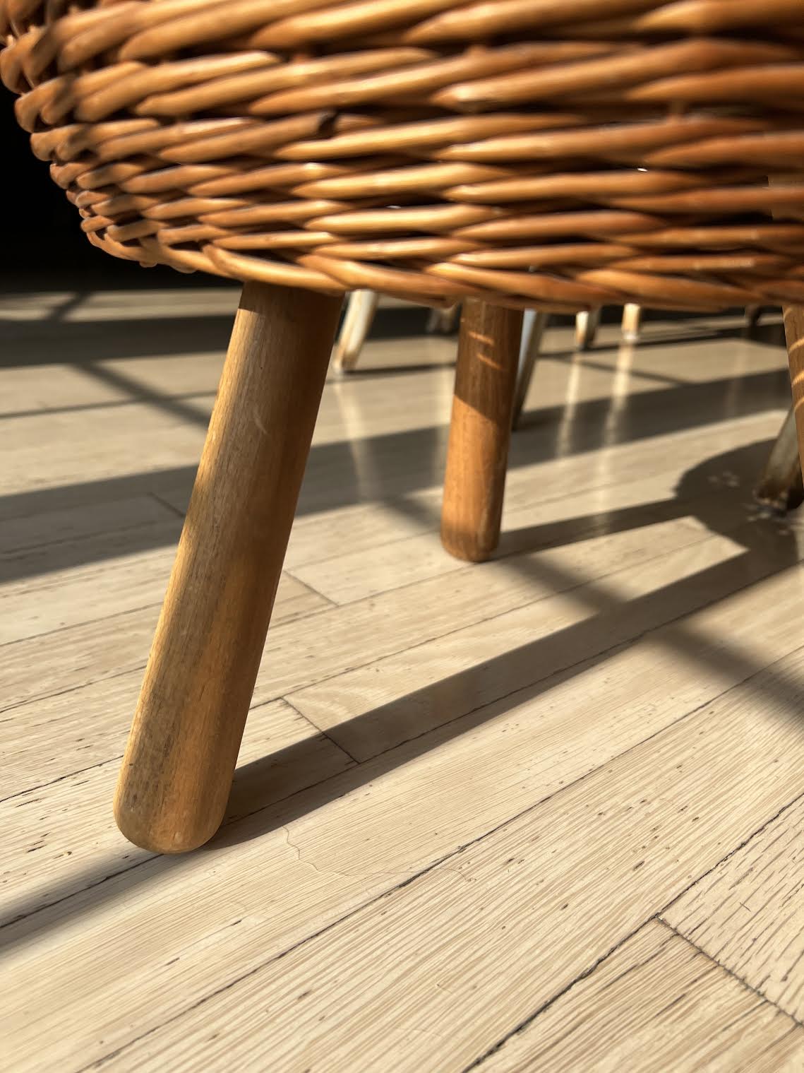Vintage Medium Wicker Stool by Tony Paul