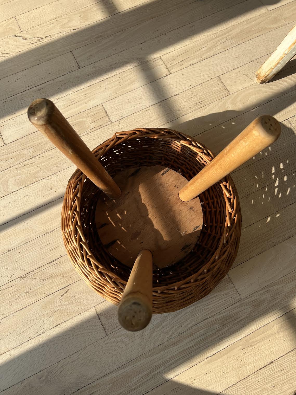 Vintage Medium Wicker Stool by Tony Paul