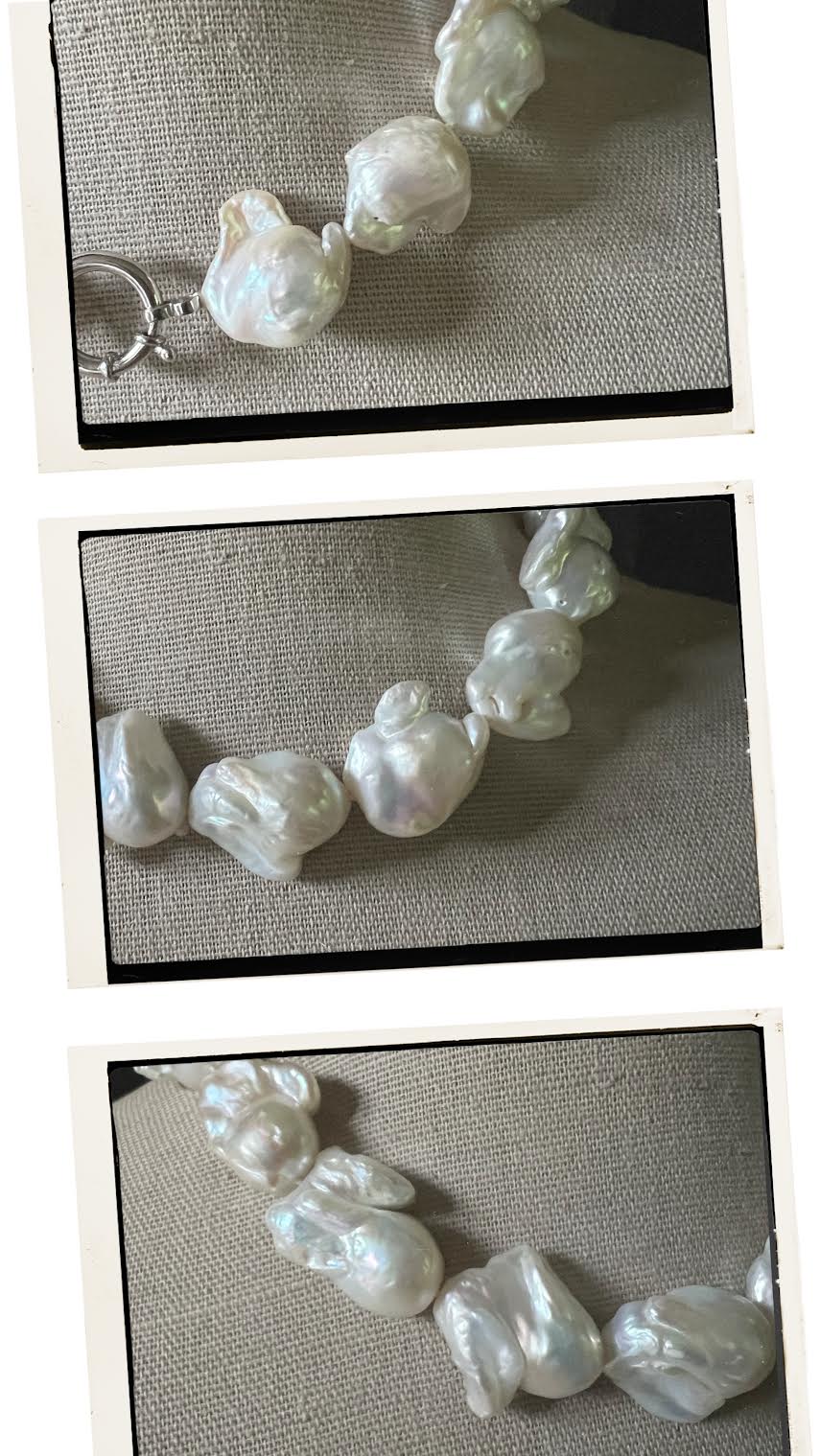 Handmade Baroque Pearl Necklace With Sterling Silver Clasp