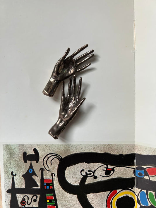 Handmade Hammered Brass Sculptural Hands Set of 2